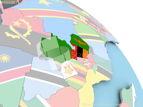 Image of Flag of Zambia on globe