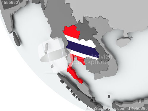 Image of Flag of Thailand on political globe