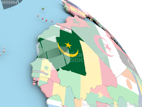 Image of Flag of Mauritania on globe