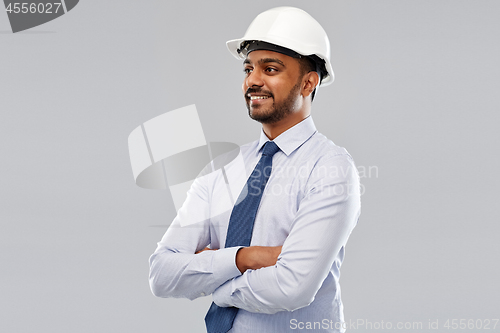 Image of indian architect or businessman in helmet