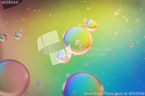 Image of Rainbow abstract defocused background picture made with oil, water and soap