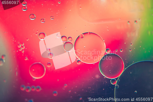 Image of Red and orange abstract background picture made with oil, water and soap