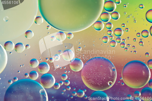 Image of Rainbow abstract defocused background picture made with oil, water and soap