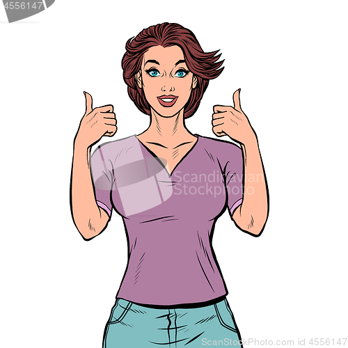 Image of woman thumbs up gesture