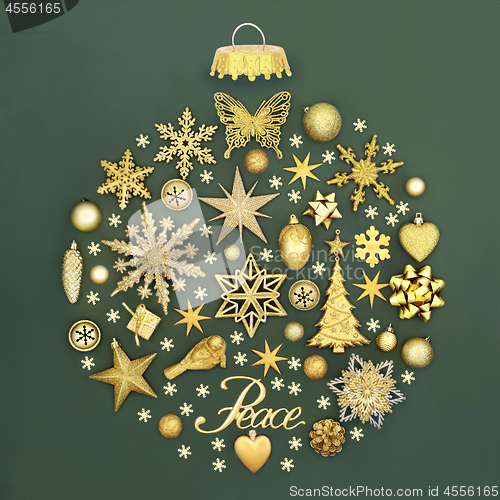 Image of Christmas Peace Sign and Decorations