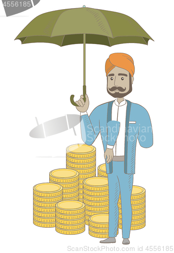 Image of Businessman insurance agent with umbrella.