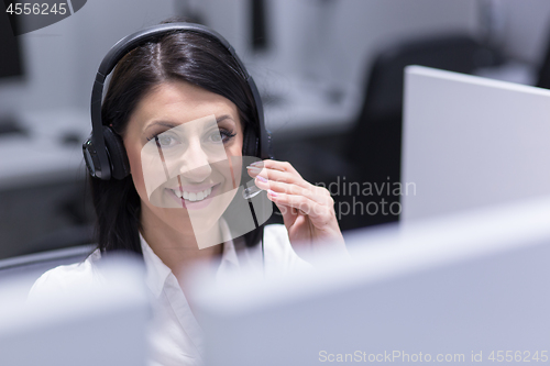 Image of female call centre operator doing her job