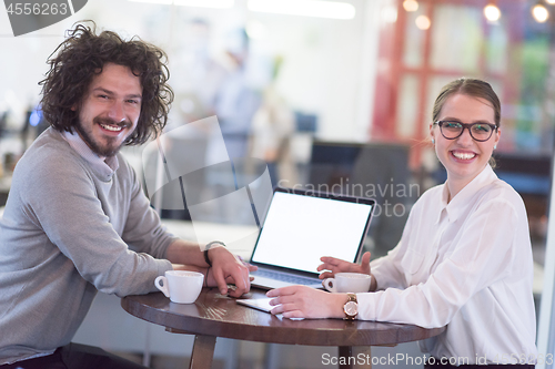 Image of startup Business team Working With laptop in creative office