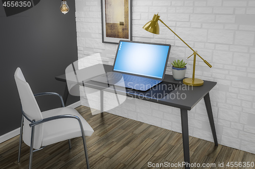 Image of writing desk interior designer room 
