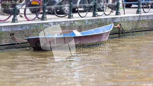 Image of boat in the canals of Amsterdam