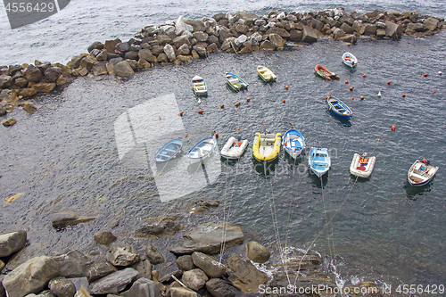 Image of Many of small fishermen boats in the dock