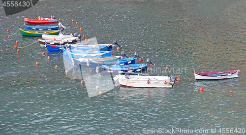 Image of Many of small fishermen boats in the dock