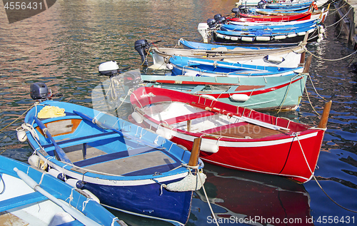 Image of Many of small fishermen boats in the dock