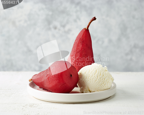 Image of Pears poached in red wine