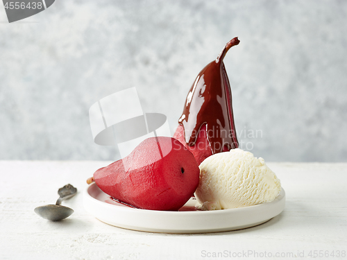 Image of Pears poached in red wine