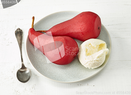 Image of Pears poached in red wine