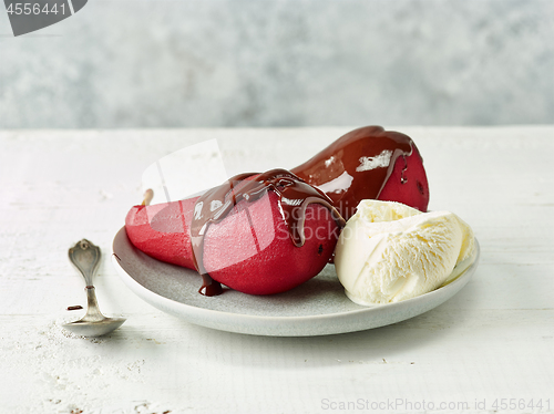 Image of Pears poached in red wine