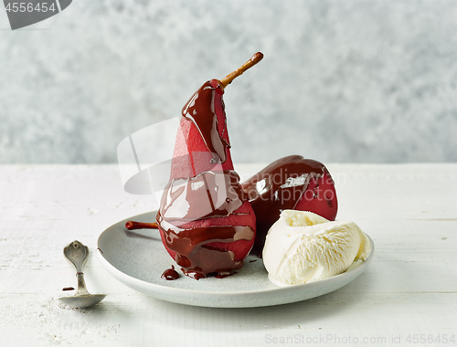 Image of Pears poached in red wine