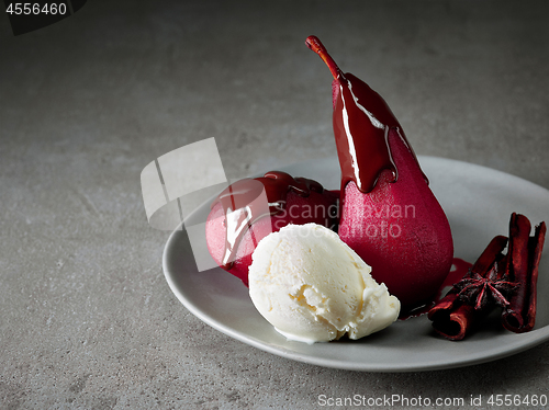 Image of Pears poached in red wine