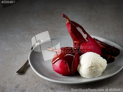 Image of Pears poached in red wine