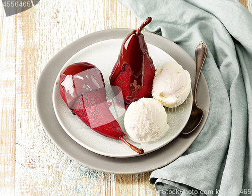 Image of Pears poached in red wine