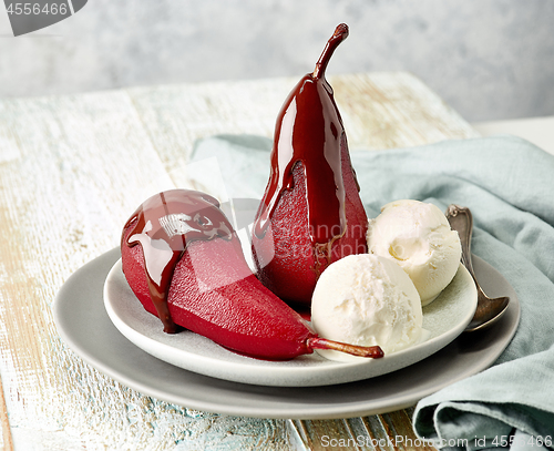 Image of Pears poached in red wine