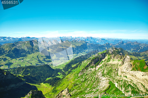 Image of Saentis Mountain landscape, Swiss Alps