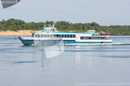 Image of Pleasure passenger ship floating on the river