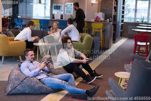 Image of startup Office Workers Playing computer games