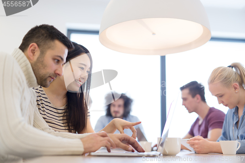 Image of Startup Business Team At A Meeting at modern office building