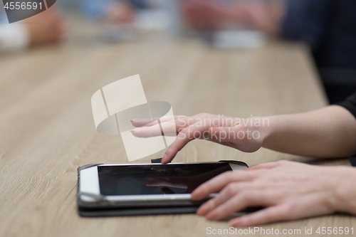 Image of Businesswoman using tablet