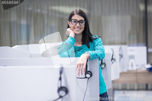 Image of female call centre operator doing her job