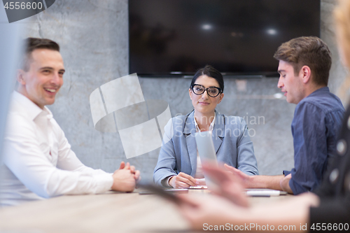 Image of Startup Business Team At A Meeting at modern office building