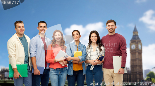 Image of group of smiling students over london