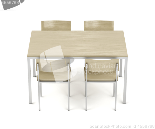 Image of Wood table and four chairs