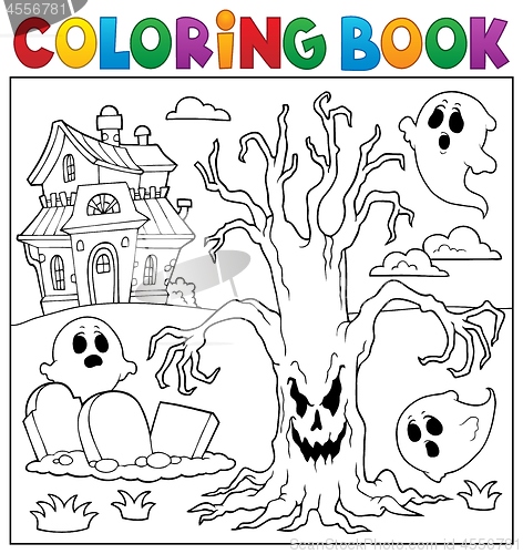 Image of Coloring book spooky tree thematics 2