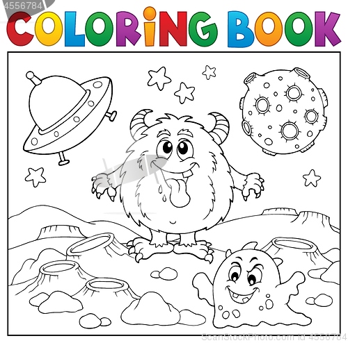 Image of Coloring book monsters in space theme 1