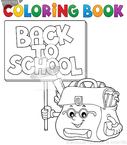 Image of Coloring book schoolbag with sign