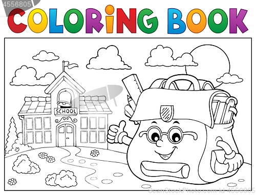 Image of Coloring book happy schoolbag topic 3