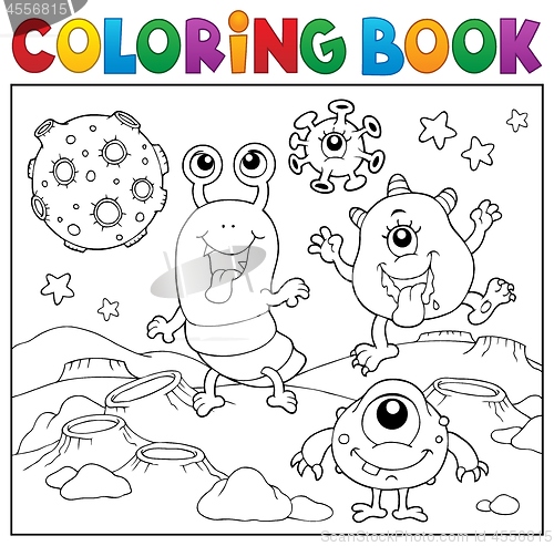 Image of Coloring book monsters in space theme 2