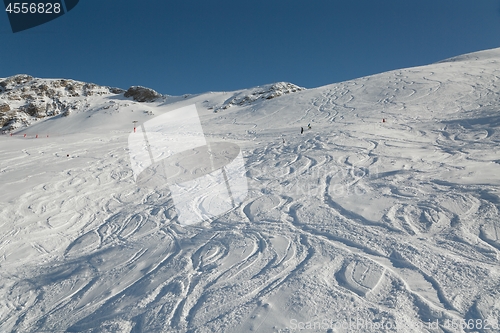 Image of Ski Slope with Fresh Curves