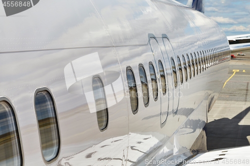 Image of Airliner fuselage closeup