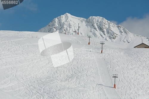 Image of Skiing slopes sunny weather