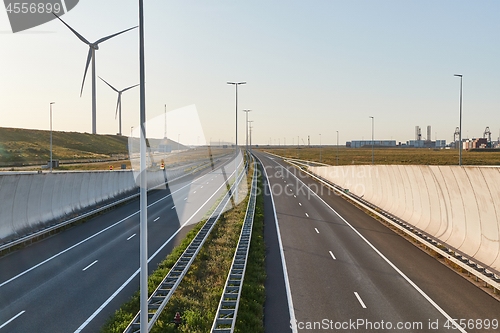 Image of Empty highway no traffic seen from an overpass