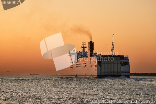 Image of Ferry in sunset