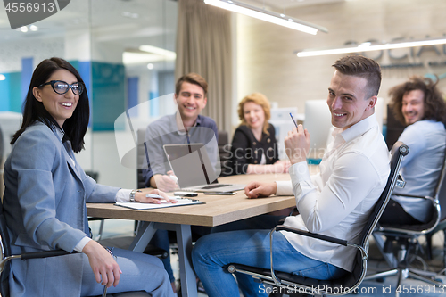 Image of Startup Business Team At A Meeting at modern office building