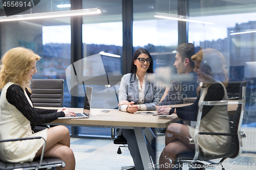 Image of Startup Business Team At A Meeting at modern office building