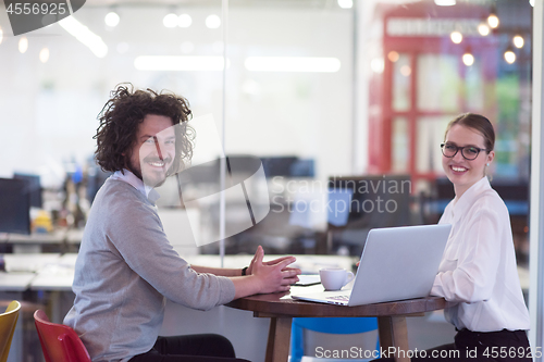 Image of startup Business team Working With laptop in creative office