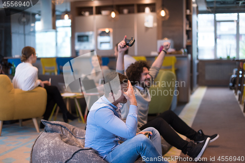 Image of startup Office Workers Playing computer games