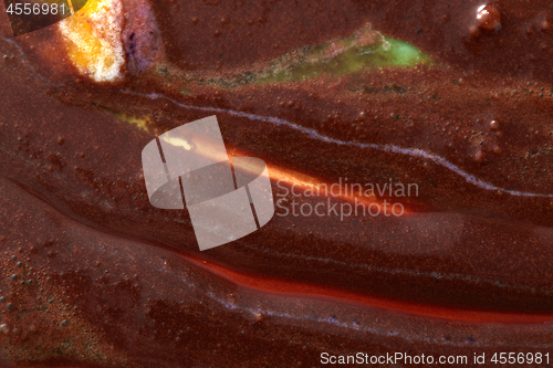 Image of Melting fruits and chocolate ice cream is a abstractive decorate background of yellow and brown color.